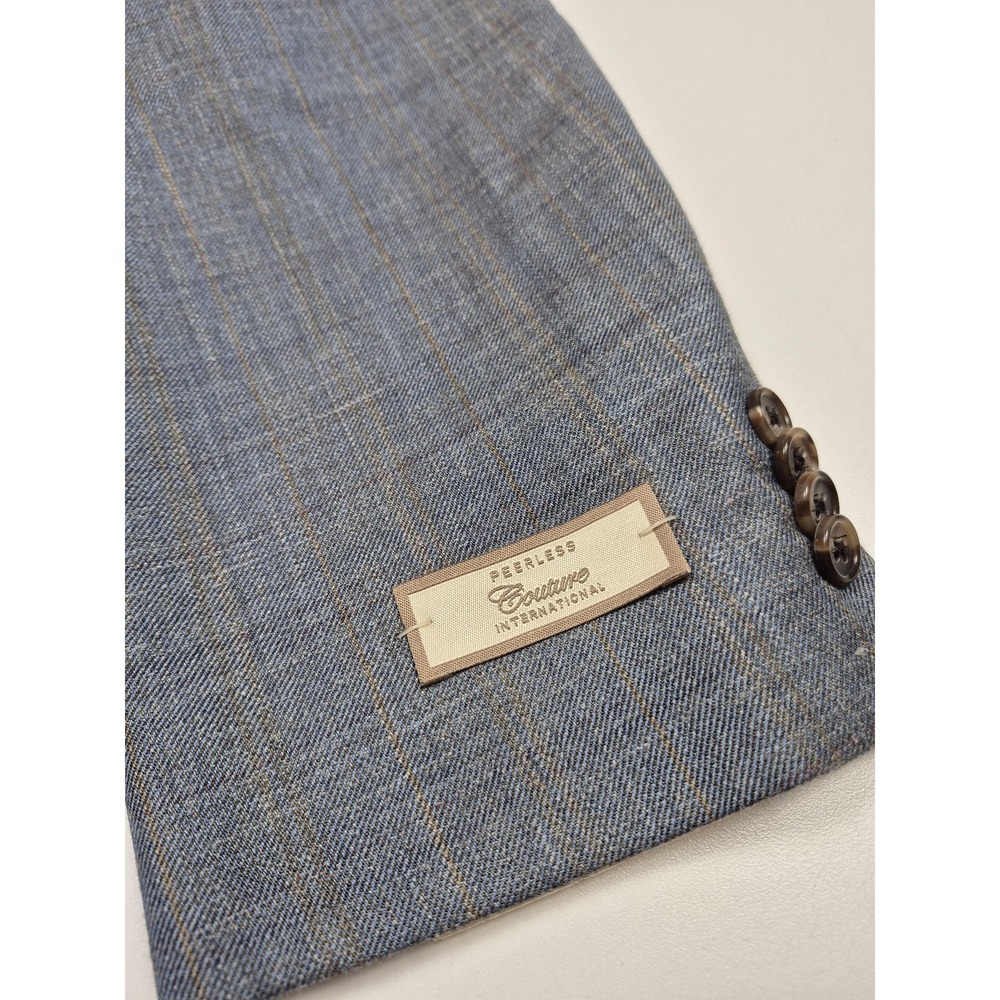Peerless Couture International Blazer Mens 46 Short Blue Silk Wool Linen NWT - Picture 3 of 12